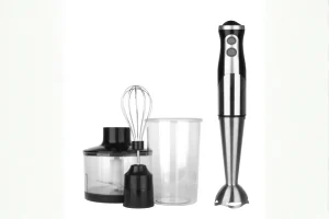 Mixer vertical prático. Acessórios: copo, mini processador e batedor de arame.